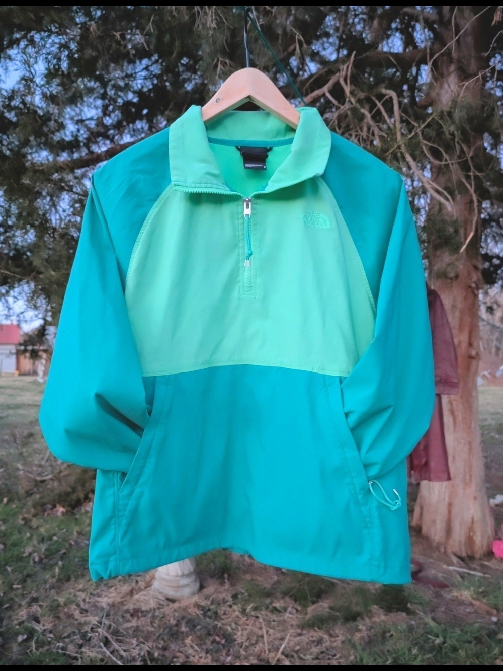 The North Face Teal and Mint Half-Zip Pullover W's Medium